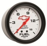 AutoMeter Gauge Fuel Press 2-5/8in. 15PSI Mech W/Isolator Chevy Red Bowtie White thumbnail 3