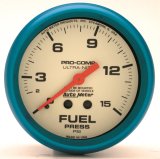 AutoMeter Gauge Fuel Press 2-5/8in. 15PSI Mech. Glow In The Dark Ultra-Nite thumbnail 2