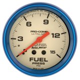 AutoMeter Gauge Fuel Press 2-5/8in. 15PSI Mech. Glow In The Dark Ultra-Nite thumbnail 7