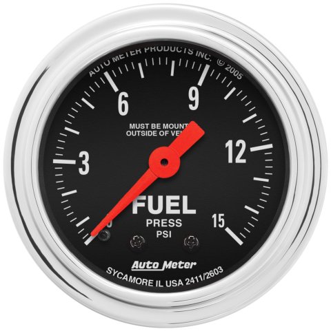 AutoMeter Gauge Fuel Pressure 2-1/16in. 15PSI Mechanical Traditional Chrome thumbnail 1
