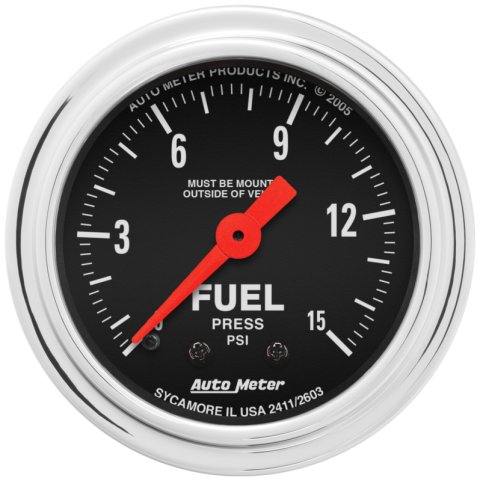 AutoMeter Gauge Fuel Pressure 2-1/16in. 15PSI Mechanical Traditional Chrome thumbnail 4