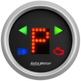 AutoMeter Gauge Gear Pos 2-1/16in. Incl Indicators Black Dial Red Led Silver Bezel thumbnail 1
