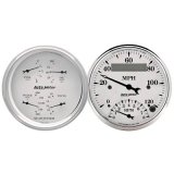 AutoMeter Gauge Kit 2 Pc. Quad & Tach/Speedo 3-3/8in. Old Tyme White thumbnail 1