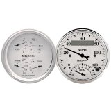 AutoMeter Gauge Kit 2 Pc. Quad & Tach/Speedo 3-3/8in. Old Tyme White thumbnail 2