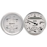 AutoMeter Gauge Kit 2 Pc. Quad & Tach/Speedo 3-3/8in. Old Tyme White thumbnail 3