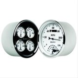 AutoMeter Gauge Kit 2 Pc. Quad & Tach/Speedo 5in. Old Tyme White II thumbnail 1