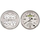 AutoMeter Gauge Kit 2 Pc. Quad & Tach/Speedo 5in. Old Tyme White II thumbnail 3