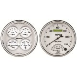 AutoMeter Gauge Kit 2 Pc. Quad & Tach/Speedo 5in. Old Tyme White II thumbnail 4