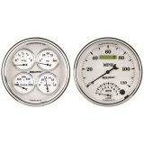 AutoMeter Gauge Kit 2 Pc. Quad & Tach/Speedo 5in. Old Tyme White II thumbnail 6