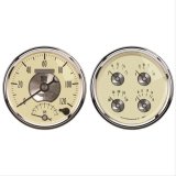 AutoMeter Gauge Kit 2 Pc. Quad & Tach/Speedo 5in. Prestige Antique. Ivory thumbnail 1