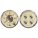 AutoMeter Gauge Kit 2 Pc. Quad & Tach/Speedo 5in. Prestige Antique. Ivory thumbnail 2