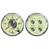 AutoMeter Gauge Kit 2 Pc. Quad & Tach/Speedo 5in. Prestige Antique. Ivory thumbnail 4