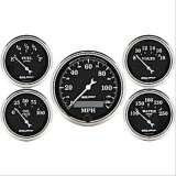 AutoMeter Gauge Kit 5 Pc. 3-1/8in. & 2-1/16in. Elec. Speedometer Old Tyme Black thumbnail 1