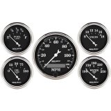 AutoMeter Gauge Kit 5 Pc. 3-1/8in. & 2-1/16in. Elec. Speedometer Old Tyme Black thumbnail 3