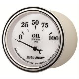AutoMeter Gauge Oil Press 2-1/16in. 100PSI Elec Old Tyme White II thumbnail 2