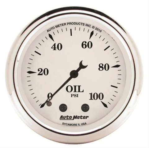 AutoMeter Gauge Oil Press 2-1/16in. 100PSI Mech Old Tyme White thumbnail 1