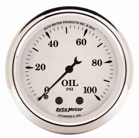 AutoMeter Gauge Oil Press 2-1/16in. 100PSI Mech Old Tyme White thumbnail 2