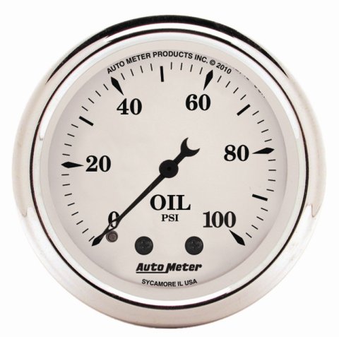 AutoMeter Gauge Oil Press 2-1/16in. 100PSI Mech Old Tyme White thumbnail 4