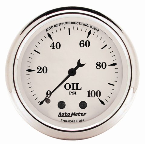 AutoMeter Gauge Oil Press 2-1/16in. 100PSI Mech Old Tyme White thumbnail 5