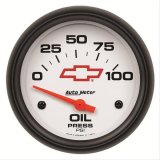 AutoMeter Gauge Oil Pressure 2-5/8in. 100PSI Electric Chevy Red Bowtie White thumbnail 1