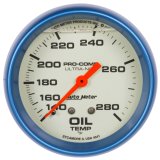 AutoMeter Gauge Oil Temp 2-5/8in. 140-280 Deg. F Liquid Filled Mech Glow In Dark Ultra-Nite thumbnail 4