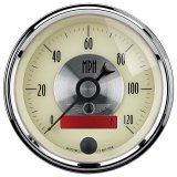 AutoMeter Gauge Speedo 3-3/8in. 120MPH Elec. Program W/Lcd Odo Prestige Antique. Ivory thumbnail 2