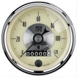 AutoMeter Gauge Speedo 3-3/8in. 120MPH Elec. Program W/Wheel Odo Prestige Antique. Ivory thumbnail 1
