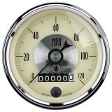 AutoMeter Gauge Speedo 3-3/8in. 120MPH Elec. Program W/Wheel Odo Prestige Antique. Ivory thumbnail 3