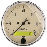AutoMeter Gauge Speedo. 3-1/8in. 120MPH Elec. Prog. W/ Lcd Odo Antique Beige thumbnail 2