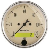 AutoMeter Gauge Speedo. 3-1/8in. 120MPH Elec. Prog. W/ Lcd Odo Antique Beige thumbnail 3