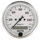 AutoMeter Gauge Speedo. 3-1/8in. 120MPH Elec. Prog. W/ Lcd Odo Old Tyme White thumbnail 1