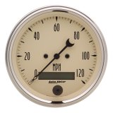 AutoMeter Gauge Speedo. 3-3/8in. 120MPH Elec. Prog. W/ Lcd Odo Antique Beige thumbnail 3