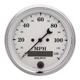 AutoMeter Gauge Speedo. 3-3/8in. 120MPH Elec. Prog. W/ Lcd Odo Old Tyme White thumbnail 2