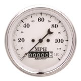 AutoMeter Gauge Speedo. 3-3/8in. 120MPH Elec. Prog. W/ Wheel Odo Old Tyme White thumbnail 2