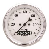 AutoMeter Gauge Speedo. 3-3/8in. 120MPH Elec. Prog. W/ Wheel Odo Old Tyme White thumbnail 3