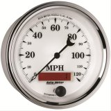 AutoMeter Gauge Speedometer 3-3/8in. 120MPH Elec. Prog. W/ Lcd Odo Old Tyme Wht II thumbnail 3