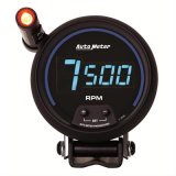 AutoMeter Gauge Tach 3-3/4in. 10K RPM Pedestal W/ Quick-Lite Digital Blk W/ Blue Led thumbnail 1