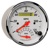 AutoMeter Gauge Tach/Speedo 3-3/8in. 120MPH & 8K RPM Elec. Program. Arctic White thumbnail 2
