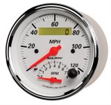 AutoMeter Gauge Tach/Speedo 3-3/8in. 120MPH & 8K RPM Elec. Program. Arctic White thumbnail 3