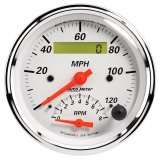 AutoMeter Gauge Tach/Speedo 3-3/8in. 120MPH & 8K RPM Elec. Program. Arctic White thumbnail 4