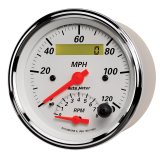 AutoMeter Gauge Tach/Speedo 3-3/8in. 120MPH & 8K RPM Elec. Program. Arctic White thumbnail 5