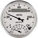 AutoMeter Gauge Tach/Speedo 3-3/8in. 120MPH & 8K RPM Elec. Program. Old Tyme Wht thumbnail 3