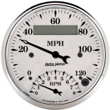 AutoMeter Gauge Tach/Speedo 3-3/8in. 120MPH & 8K RPM Elec. Program. Old Tyme Wht thumbnail 4