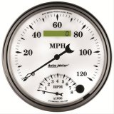 AutoMeter Gauge Tach/Speedo 5in. 120MPH & 8K RPM Elec. Program Old Tyme White II thumbnail 1