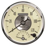 AutoMeter Gauge Tach/Speedo 5in. 120MPH & 8K RPM Elec. Program. Prestige Antique. Ivory thumbnail 2