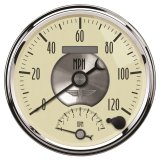 AutoMeter Gauge Tach/Speedo 5in. 120MPH & 8K RPM Elec. Program. Prestige Antique. Ivory thumbnail 4