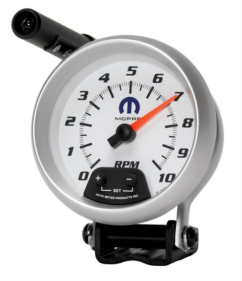 AutoMeter Gauge Tachometer 3-3/4in. 10K RPM Pedestal W/ Ext. Quick-Lite White Mopar