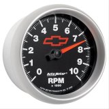 AutoMeter Gauge Tachometer 3-3/8in. 10K RPM In-Dash Chevy Red Bowtie Black thumbnail 1