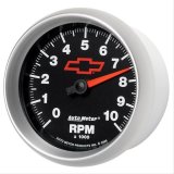 AutoMeter Gauge Tachometer 3-3/8in. 10K RPM In-Dash Chevy Red Bowtie Black thumbnail 2