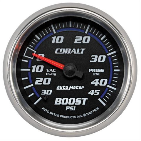AutoMeter Gauge Vac/Boost 2-5/8in. 30Inhg-45PSI Mechanical Cobalt